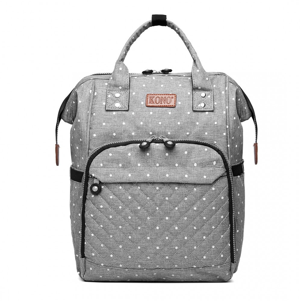 KONO WIDE OPEN DESIGNED BABY DIAPER CHANGING BACKPACK DOT - GREY