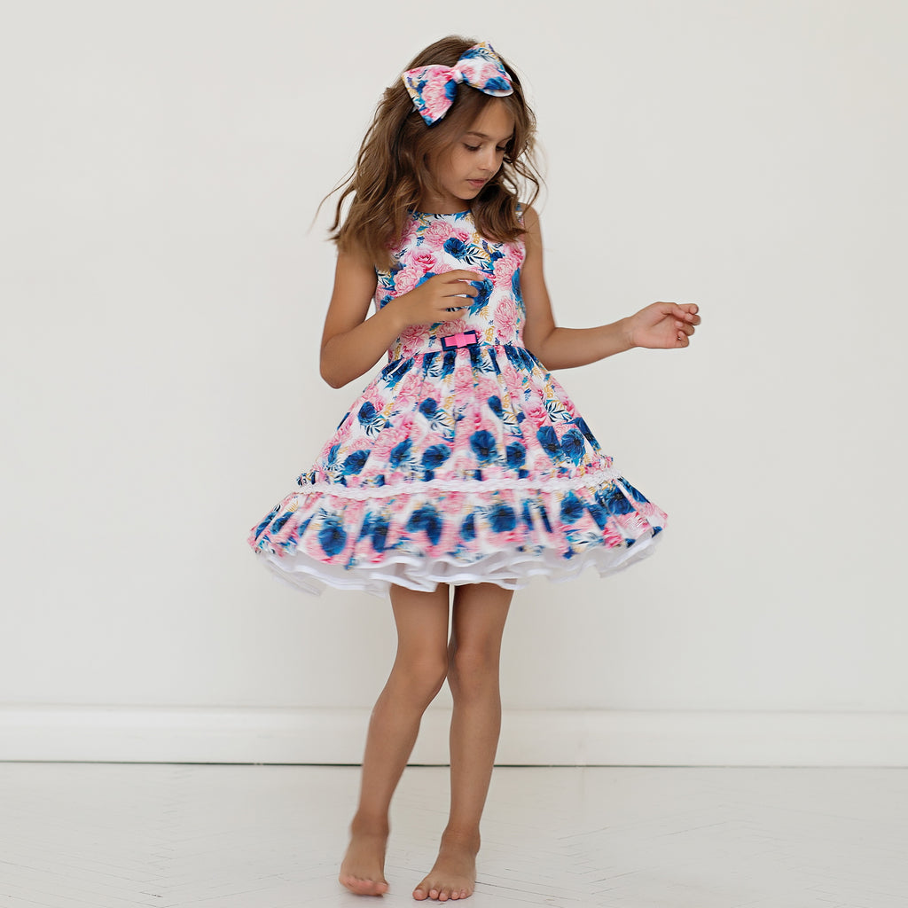 Daga pink and blue floral swing dress