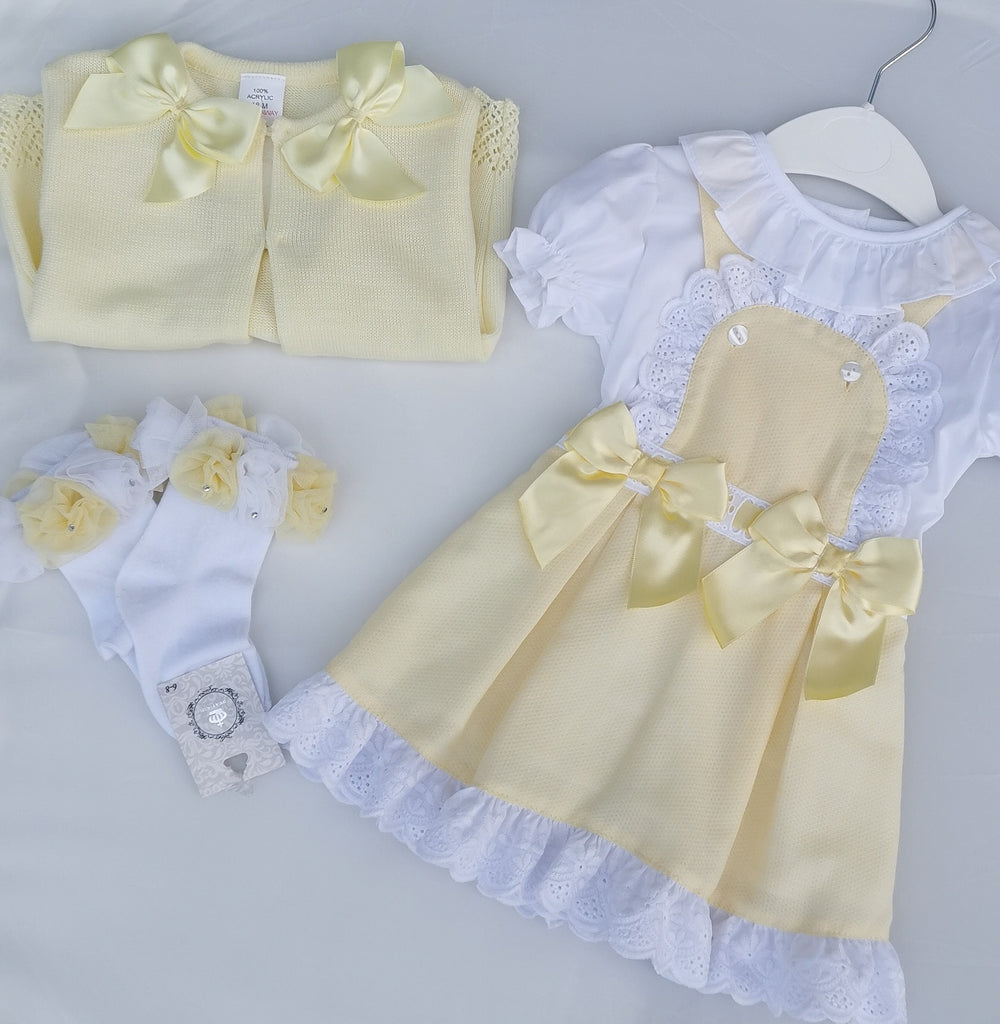 Lemon bow pinafore dress