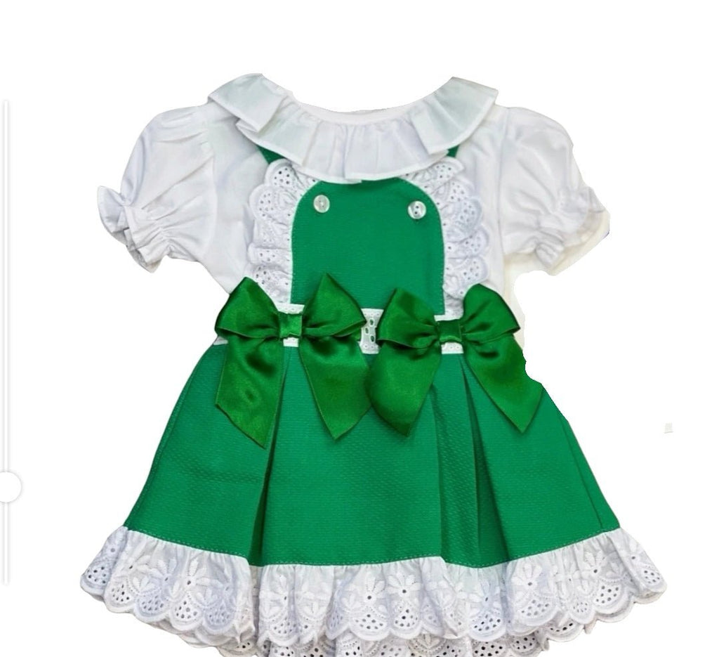 Green pinafore dress