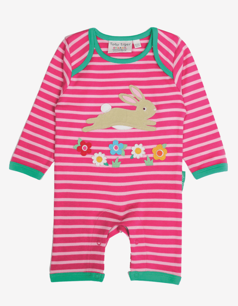 Toby Tiger Organic Leaping Bunny Applique Sleepsuit